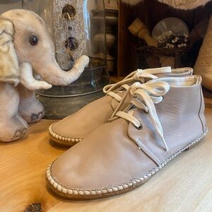 Chocolat Blu Tan Leather Boots with Cream Laces